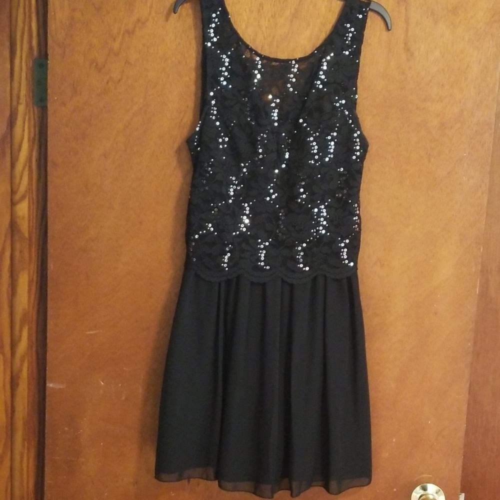 Black chiffon and lace semi formal dress. Size 9